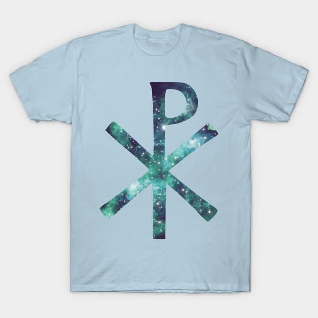 Chi Rho with space art T-Shirt by starwilliams